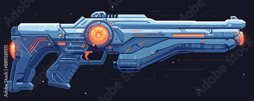 Cartoon futuristic game gun. vector simple illustration