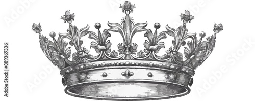 King Crown sketch. Hand drawn royal symbol of power drawn on white. . vector simple illustration