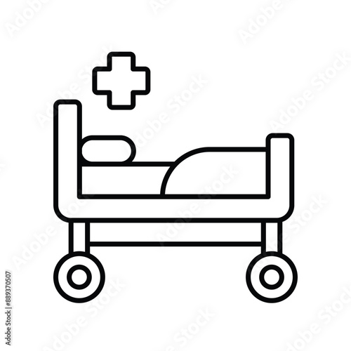 hospital bed line icon with white background vector stock illustration