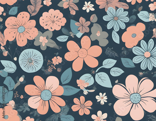 cute floral seamless pattern vector illustration