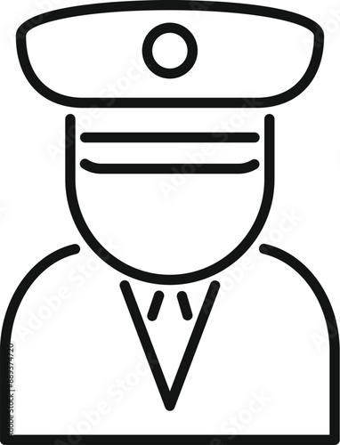 Line icon of a ship captain wearing a uniform, perfect for maritime themed projects