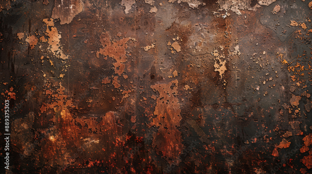 Grunge background of an old, rusted metal panel with scratches, dents, and patches of peeling paint. Grunge background of an old, rusted metal panel with scratches, dents, and patches of peeling paint.