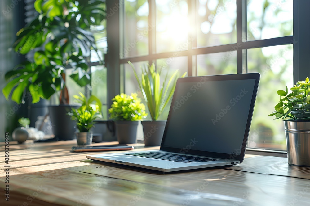 A laptop computer sitting on top of a wooden table A laptop computer sitting on top of a wooden table