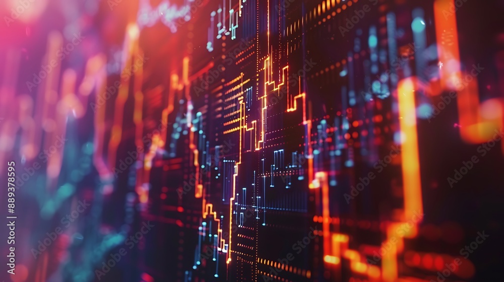 Dynamic animation of a stock market graph pulsing with the rhythm of financial highs and lows. Dynamic animation of a stock market graph pulsing with the rhythm of financial highs and lows.