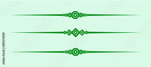 divider line green vector isolated for border of paragraph of text. separator art horizontal shape to separate graphic ornament of illustration. simple element design of minimal frame for certificate