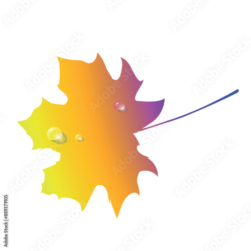 Gradient silhouette maple autumn leaf, object, foliage autumnal icon isolated on white background. Nature minimal abstract, digital art. Vector illustration Eps 10.