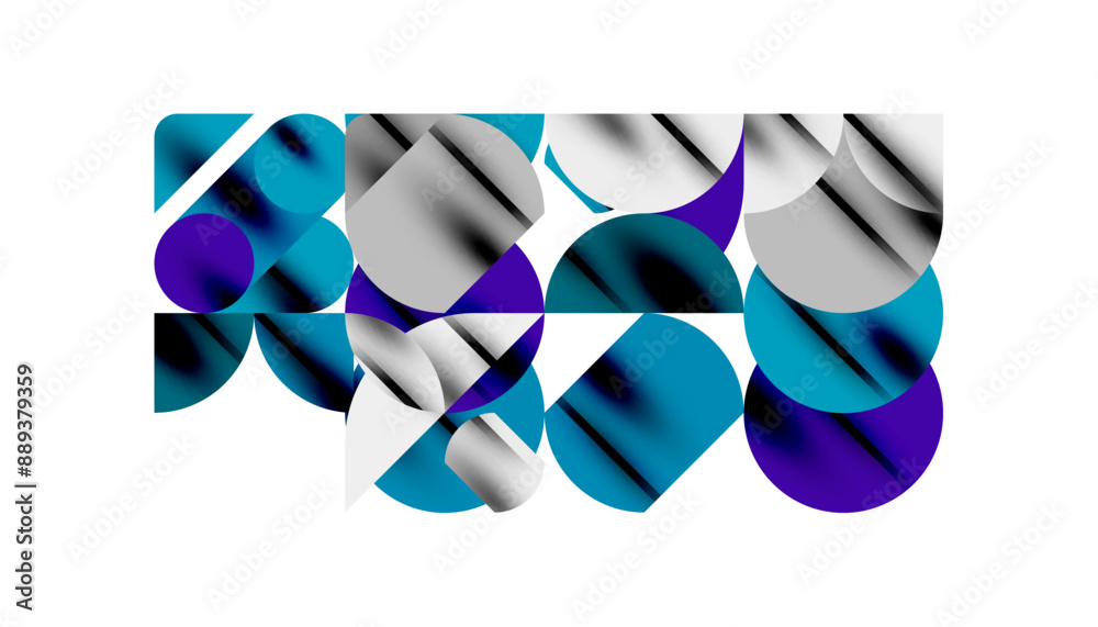 Color beautiful circles, semi circles, squares and round triangles. Geometric mosaic style pattern abstract background for wallpaper, banner, backdrop, card, book Illustration, landing page Color beautiful circles, semi circles, squares and round triangles. Geometric mosaic style pattern abstract background for wallpaper, banner, backdrop, card, book Illustration, landing page