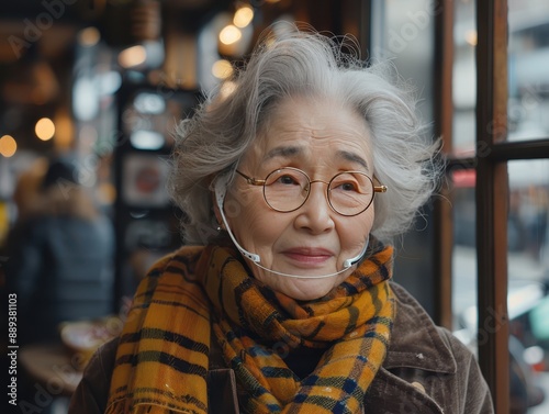 Embracing Diversity: Person with Hearing Aid Chatting in a Vibrant Asian Coffee Shop, Exploring Inclusivity and Culture through Communication