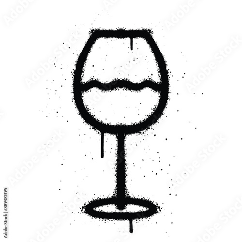 Graffiti spray Wine Glass isolated on white background