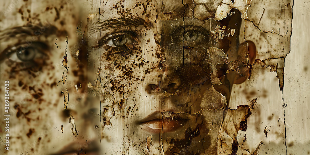 Close up of an old weathered photograph with unknown people of past times in history. Close up of an old weathered photograph with unknown people of past times in history.