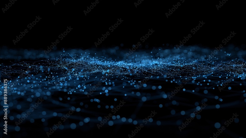 Blue data points and network connections on a black background. Blue data points and network connections on a black background.