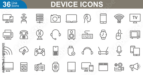 Device icons set vector illustration. simple and modern icon set. Gadget, technology, mobile, computer, tablet and more.