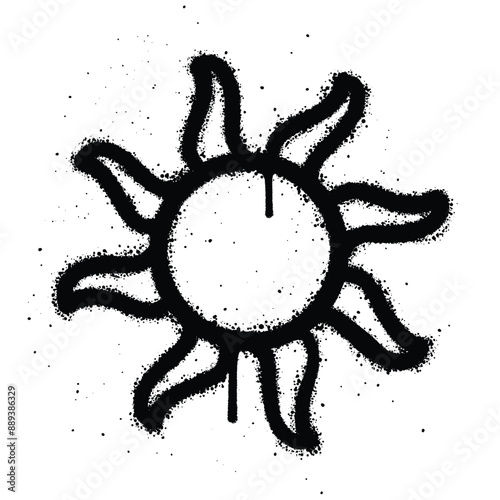 Graffiti spray Sun isolated on white background