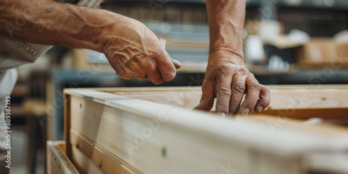 Close-up of hands assembling furniture, following detailed instructions with precision