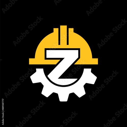 CONSTRUCTION LOGO GEAR HELMET VECTOR WITH LETTER Z