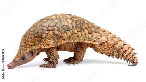 An armadillo pangolin animal isolated on white