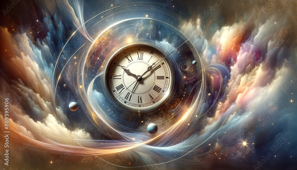 Abstract image of a clock in outer space Abstract image of a clock in outer space