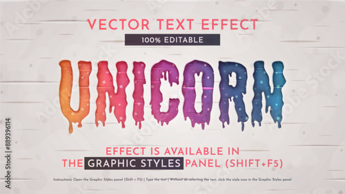 Origami Unicorn Editable Text Effect, Graphic Style