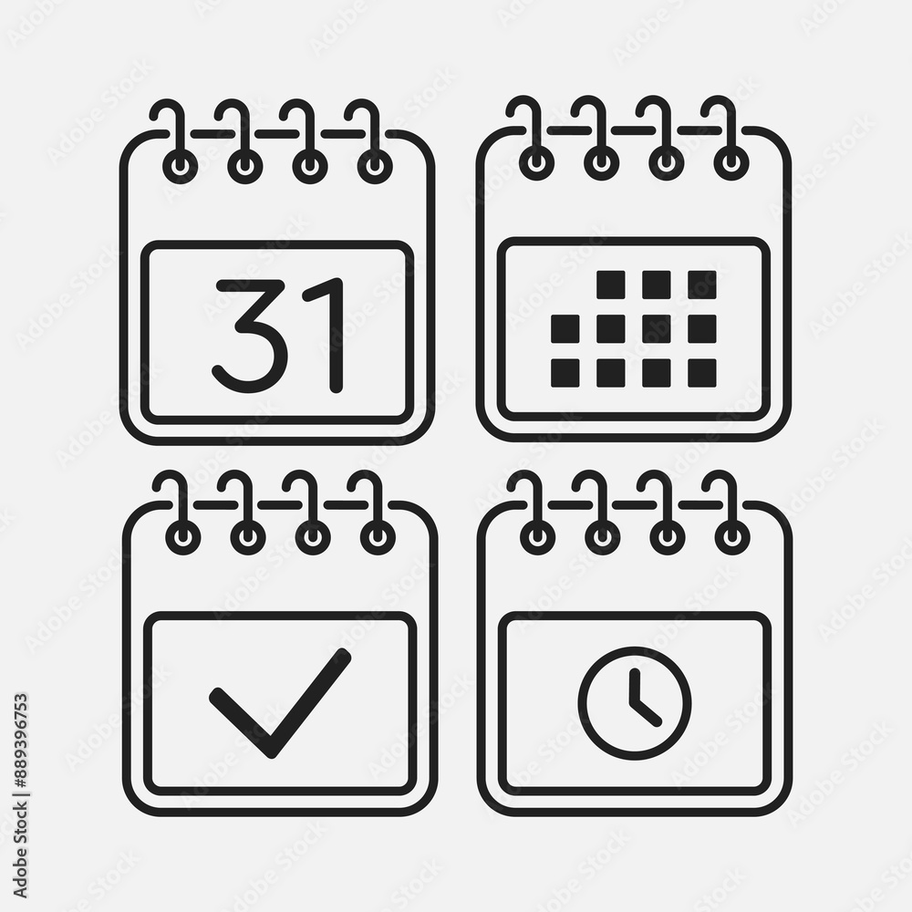 Icon page calendar - 31 day, agenda, timer, done Icon page calendar - 31 day, agenda, timer, done