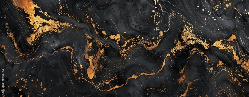 Marble texture background and wide banner with pattern of gold lines on dark rock. Abstract luxurious marbled structure close-up. Marble texture background and wide banner with pattern of gold lines on dark rock. Abstract luxurious marbled structure close-up.
