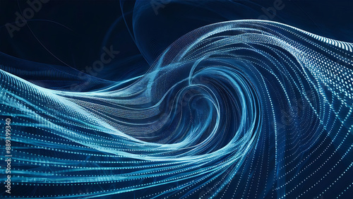 Structured database. Abstract digital wave particle. Digital music background. Sound vibrations. Futuristic dotted wave. Big data analytics. 3D illustration of nano particles in cyberspace.