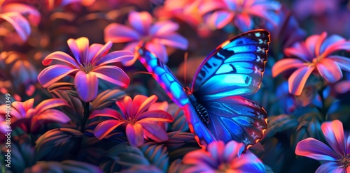 Butterflies near a purple and blue flower butterfly with a blue wing butterflies on a flower with a flower background