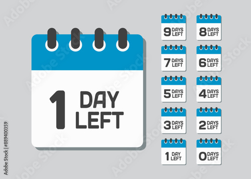 Countdown daily page calendar icon - 1 day left