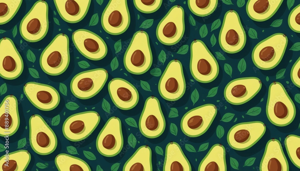 seamless pattern with leaves and avocados seamless pattern with leaves and avocados