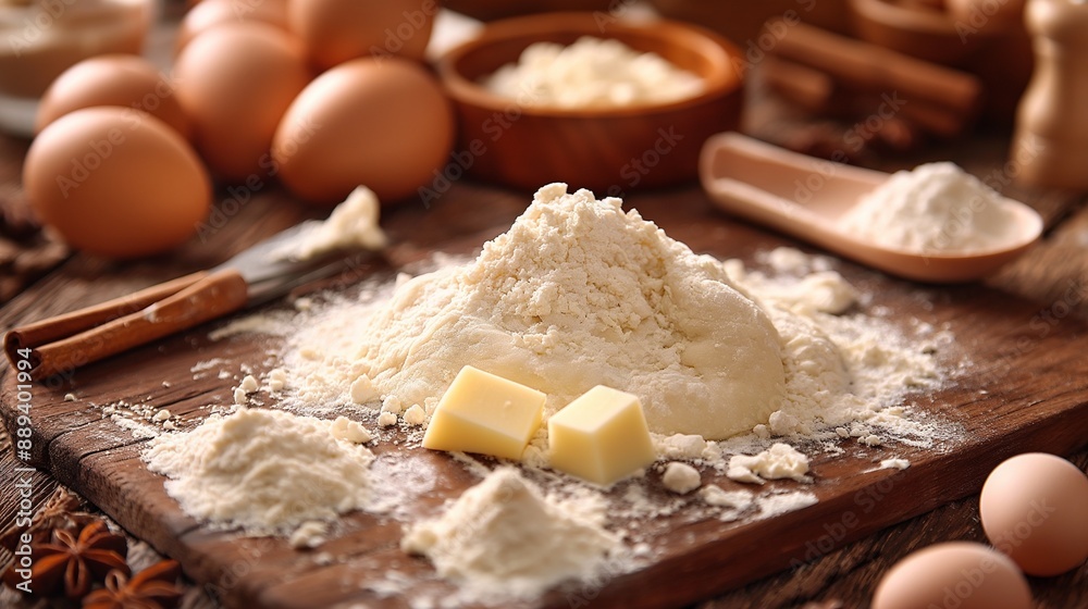 Background with elements for preparing dough Background with elements for preparing dough