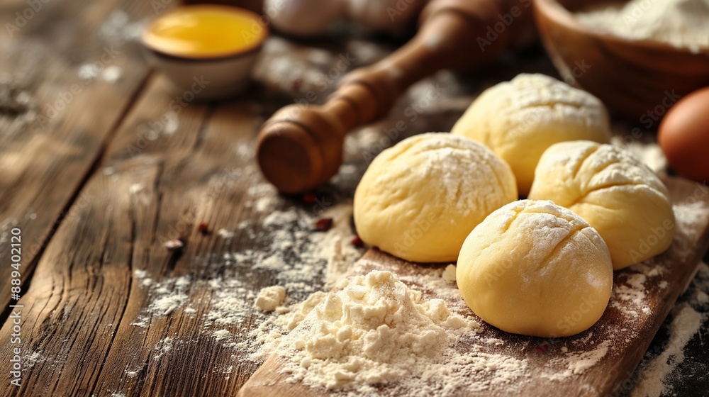 Background with elements for preparing dough Background with elements for preparing dough