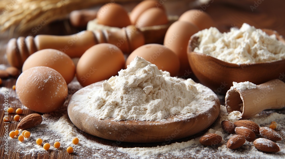 Background with elements for preparing dough Background with elements for preparing dough