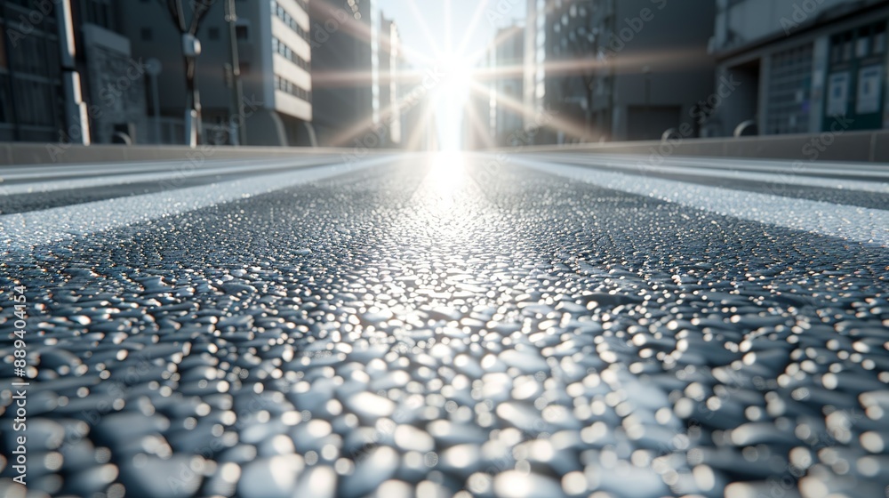 Fototapeta premium Smooth asphalt road texture under sunlight, great for depicting a sunny urban day and vibrant city life scenes. Illustrater Image, Shiny, bright, beautiful , Minimalism,