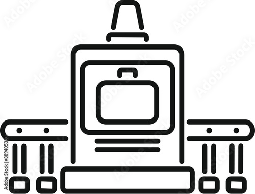 Luggage scanner x raying baggage on conveyor belt for airport security check
