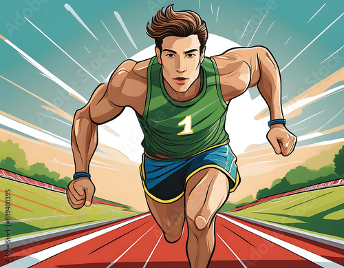 vector graphic athlete sprinting track