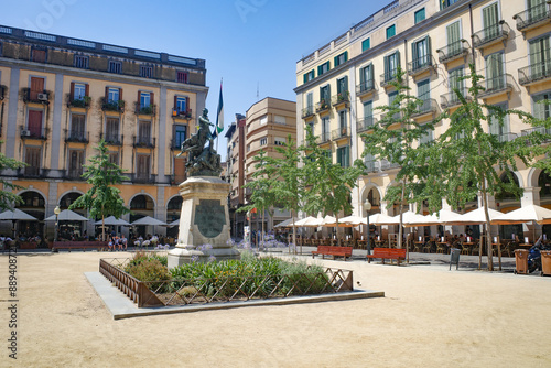 Girona, Spain - 18 July, 2024: Independence Square in Girona, Catalonia photo