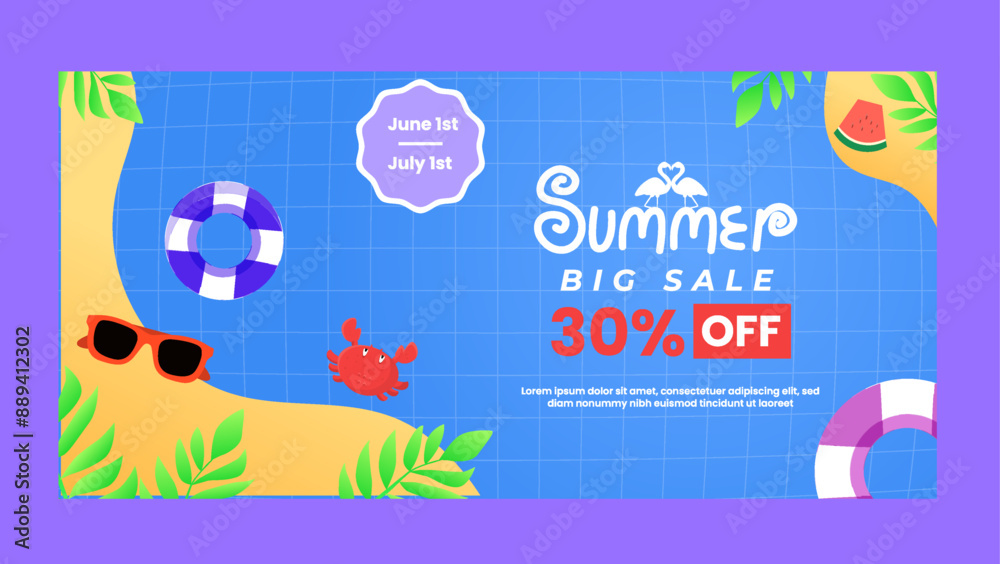 Naklejka premium Summer sale banner template paper cut style with attractive pastel colors