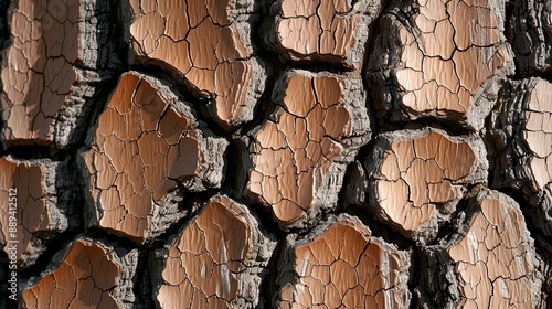 Close-up of tree bark with intricate patterns, suitable for detailed naturalistic renderings and forestry themes. Illustrater Image, Shiny, bright, beautiful , Minimalism, photo