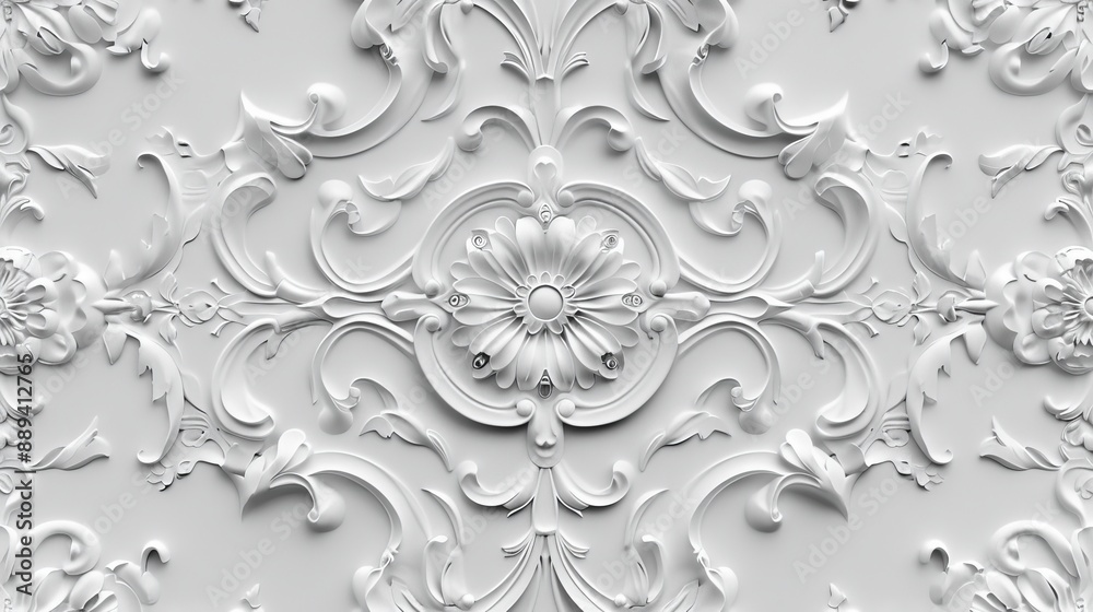 Wallpaper with light ornate patterns. Background with 3D stucco effect. Wallpaper with light ornate patterns. Background with 3D stucco effect.