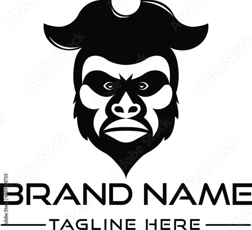 This striking logo features a majestic gorilla wearing a stylish hat, symbolizing strength and sophistication. The gorilla's confident expression and poised demeanor exude leadership and intelligence. photo