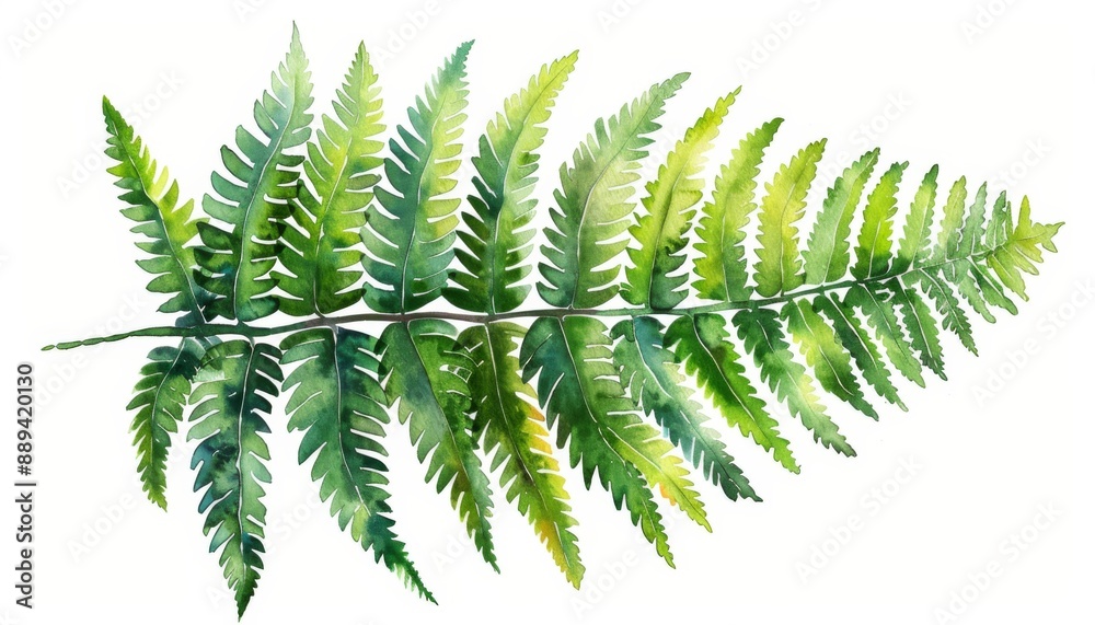 A fern leaf, intricate pattern, watercolor style, isolated on white background A fern leaf, intricate pattern, watercolor style, isolated on white background