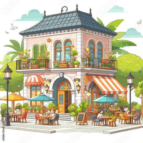 vector of restaurant with high detail in white background  