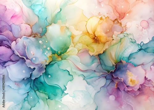  providing a gentle and calming aesthetic for various applications,Design a soft and pastel-colored alcohol ink splashes Generated by AI