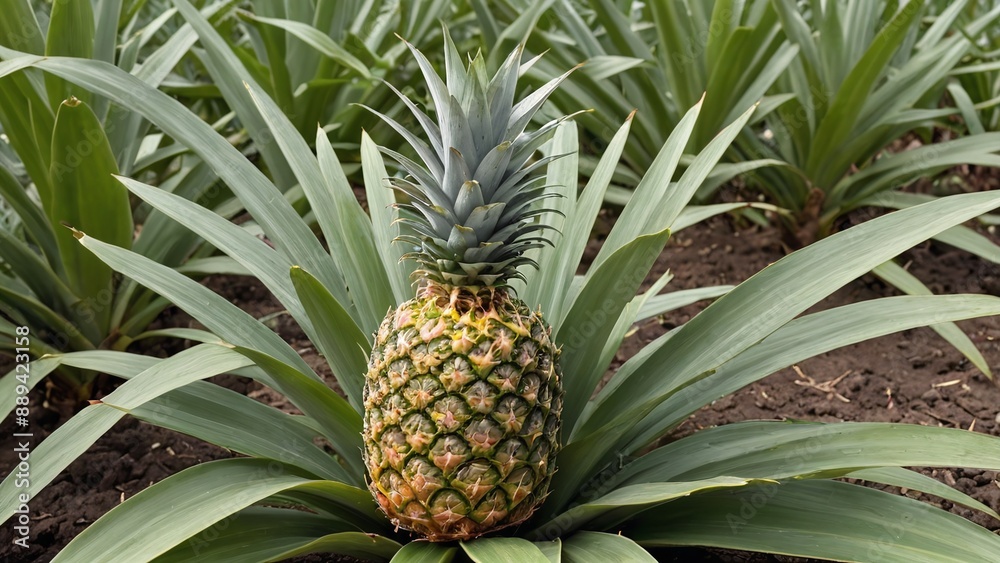 Fototapeta premium Golden Pineapple Oasis Vibrant Tropical Harvest Scene