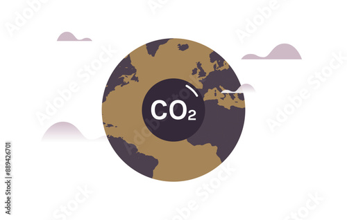 Environmental protection and trying to reduce co2 emission, working in green recycling industry concept flat vector illustration.	
