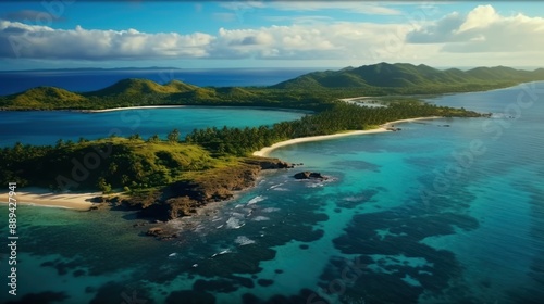 Aerial View of a Pristine Island Paradise