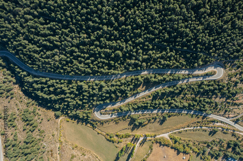 Aerial view high mountain road area with Gosol village, Spain photo