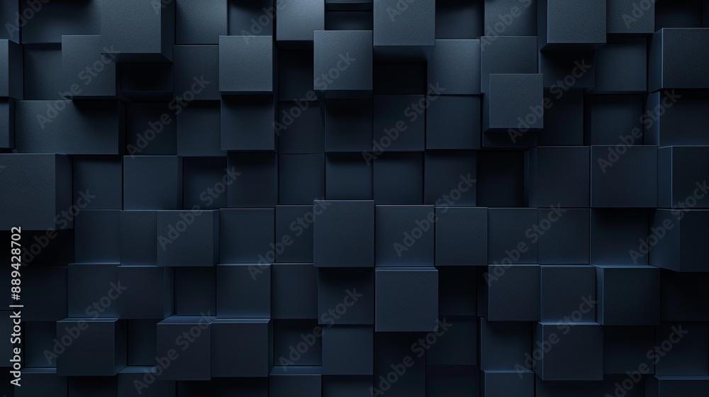 Wallpaper with black tiles and square blocks with polished edges. 3D rendering. Wallpaper with black tiles and square blocks with polished edges. 3D rendering.