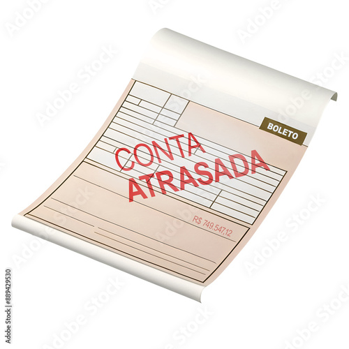 Papel de conta atrasada no vermelho sem fundo, transparente