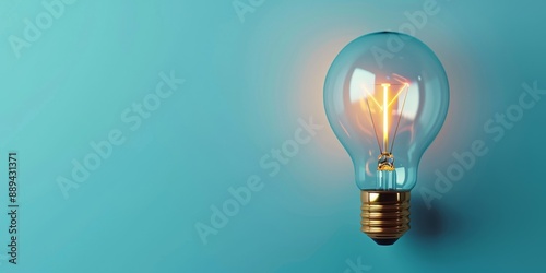 Idea Symbolized by a Glowing Lightbulb on a Pure Blue Background. AI-Generated 4K HD Wallpaper. Abstract Concept of Creativity.