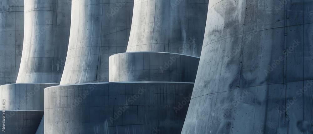 The structures are tall and have a somewhat monolithic appearance The structures are tall and have a somewhat monolithic appearance